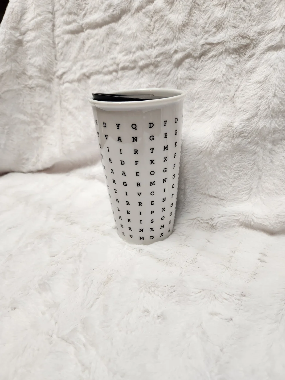 Starbucks Ceramic Travel Tumbler - White with Green Stripe